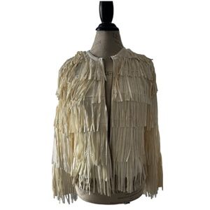 Fringed Cream Jacket Size Large
